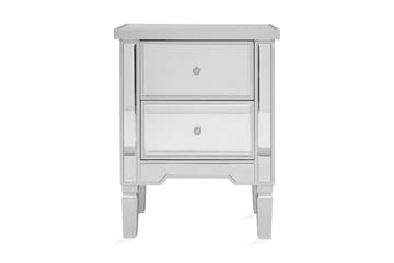 Sängbord Tigy 49 cm med Förvaring 2 Lådor - Glas/Silver - Möbler - Bord & matgrupp - Avlastningsbord & sidobord - Sängbord & nattduksbord