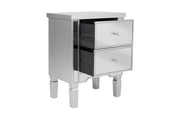 Sängbord Tigy 49 cm med Förvaring 2 Lådor - Glas/Silver - Möbler - Bord & matgrupp - Avlastningsbord & sidobord - Sängbord & nattduksbord