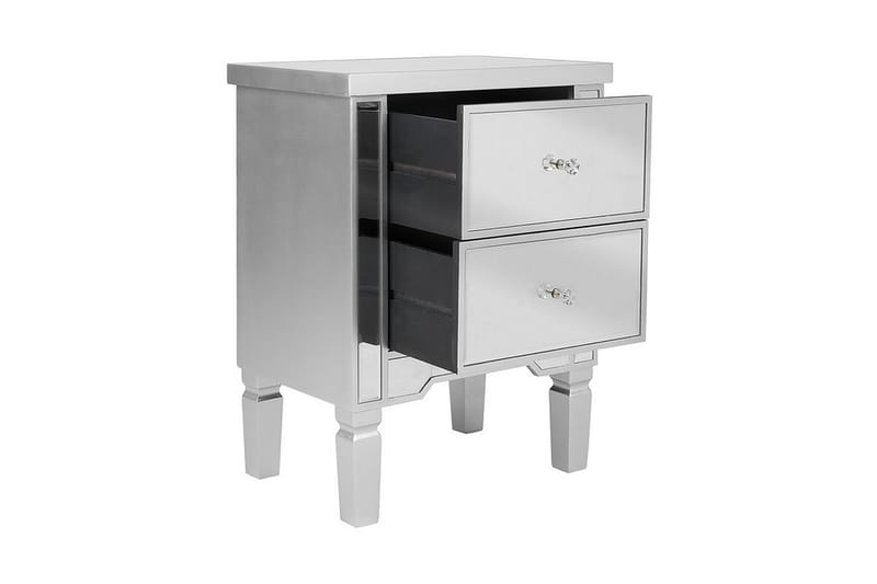 Sängbord Tigy 49 cm med Förvaring 2 Lådor - Glas/Silver - Möbler - Bord & matgrupp - Avlastningsbord & sidobord - Sängbord & nattduksbord