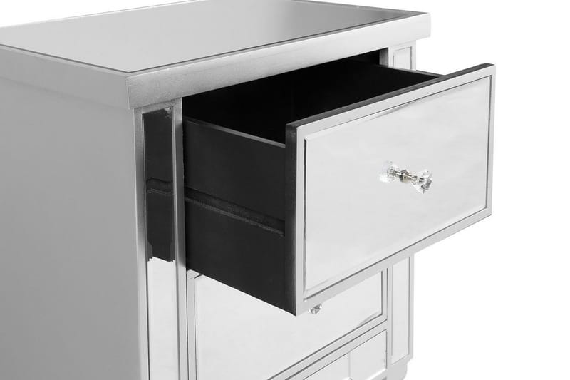 Sängbord Tigy 49 cm med Förvaring 2 Lådor - Glas/Silver - Möbler - Bord & matgrupp - Avlastningsbord & sidobord - Sängbord & nattduksbord