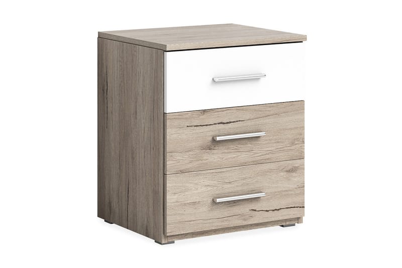 Sängbord Urbina 51 cm med Förvaring 3 Lådor - Trä/Vit - Sängbord & nattduksbord
