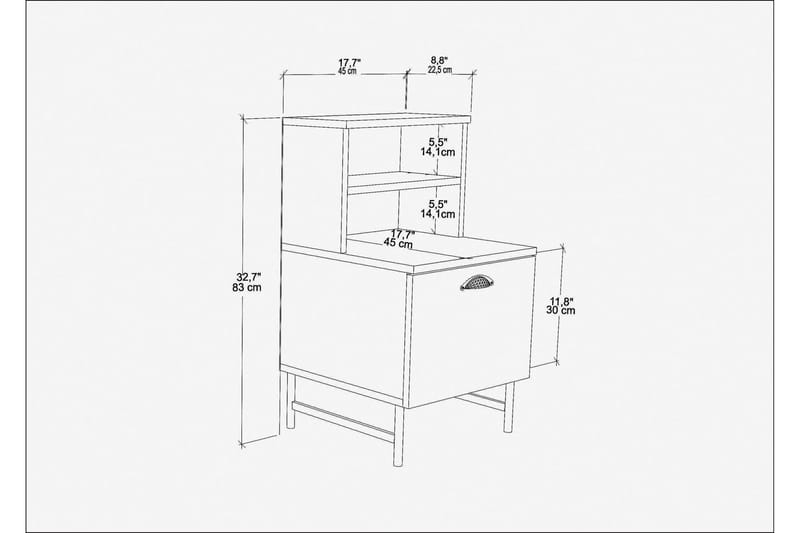 Sängbord Urgby 45x22,5 cm - Brun - Sängbord & nattduksbord