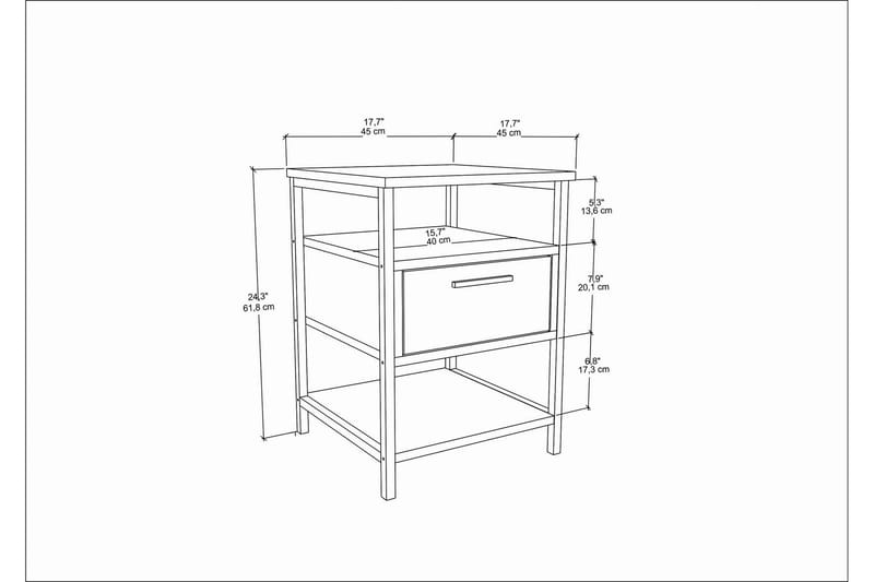 Sängbord Urgby 45x61,8 cm - Svart - Möbler - Bord & matgrupp - Avlastningsbord & sidobord - Sängbord & nattduksbord
