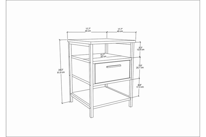 Sängbord Urgby 45x61,8 cm - Svart - Sängbord & nattduksbord