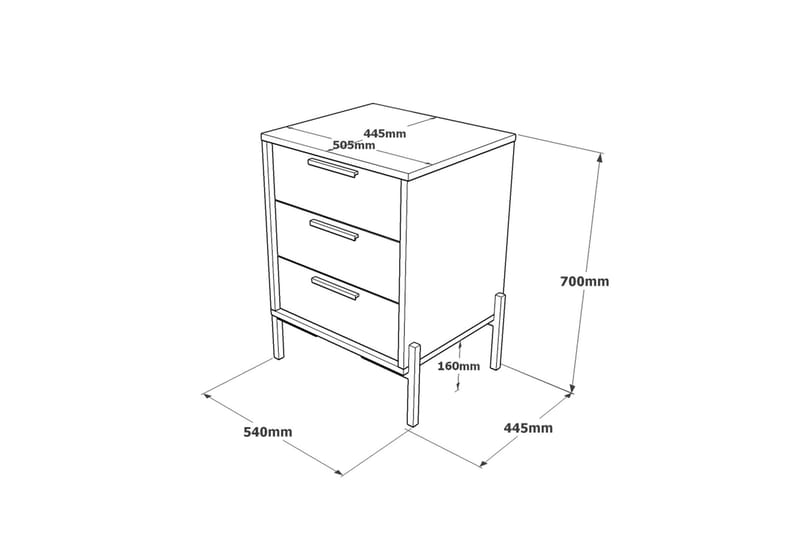 Sängbord Urgby 54 cm - Brun/Betonggrå/Antracit - Möbler - Bord & matgrupp - Avlastningsbord & sidobord - Sängbord & nattduksbord