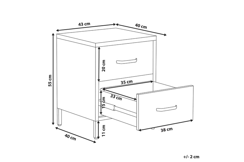Sängbord Visanza 43 cm - Stål/Rosa - Möbler - Bord & matgrupp - Avlastningsbord & sidobord - Sängbord & nattduksbord