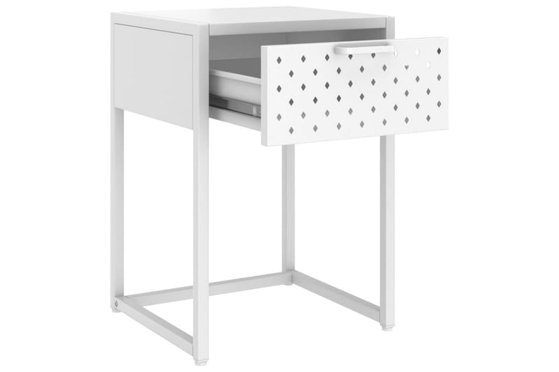 Sängbord vit 35x35x54 cm stål - Vit - Sängbord & nattduksbord