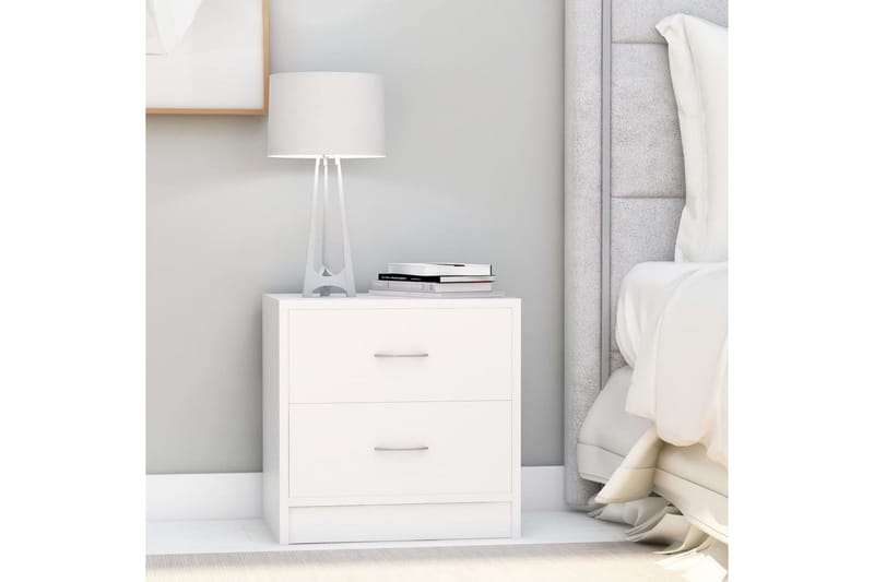 Sängbord vit 40x30x40 cm spånskiva - Vit - Sängbord & nattduksbord