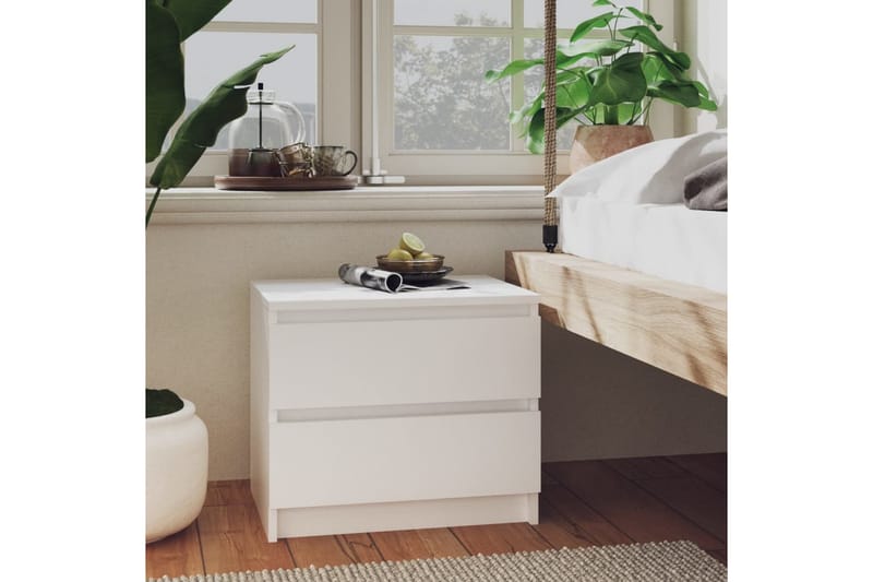 Sängbord vit 50x39x43,5 cm spånskiva - Vit - Sängbord & nattduksbord