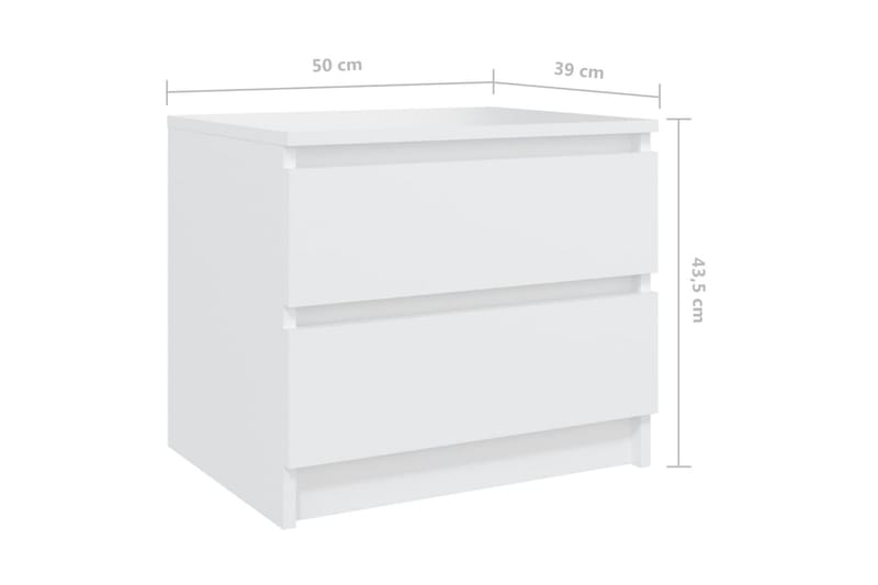 Sängbord vit 50x39x43,5 cm spånskiva - Vit - Sängbord & nattduksbord