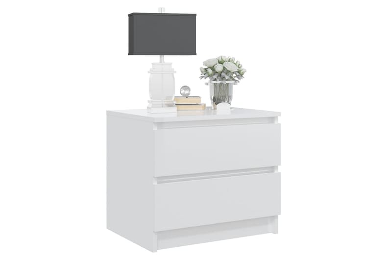 Sängbord vit högglans 50x39x43,5 cm spånskiva - Vit - Sängbord & nattduksbord