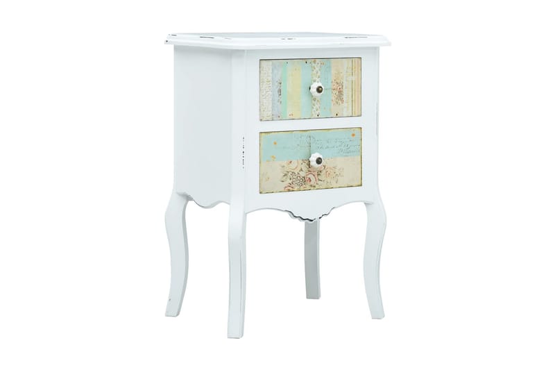 Sängbord vit och brun 43x32x65 cm MDF - Flerfärgad - Sängbord & nattduksbord