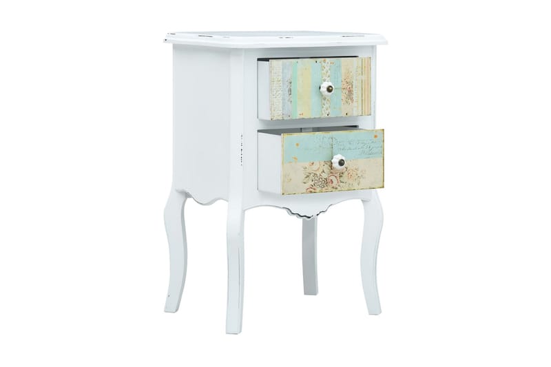 Sängbord vit och brun 43x32x65 cm MDF - Flerfärgad - Sängbord & nattduksbord