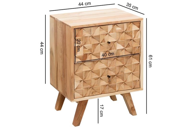 Sängbord Pelsham 44 cm - Trä|natur - Sängbord & nattduksbord