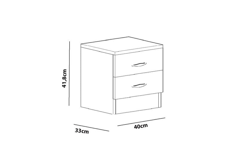 S�ängbord Pangler 40 cm med Förvaring 2 Lådor - Vit - Sängbord & nattduksbord