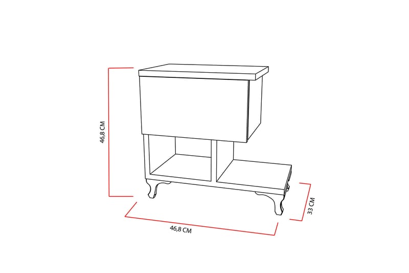 Sängbord Pangler 46 cm med Förvaring Låda + Hyllor Ben - Vit - Möbler - Bord & matgrupp - Avlastningsbord & sidobord - Sängbord & nattduksbord