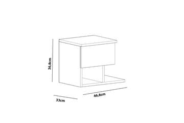 Sängbord Pangler 46 cm med Förvaring Låda + Hyllor - Vit - Möbler - Bord & matgrupp - Avlastningsbord & sidobord - Sängbord & nattduksbord