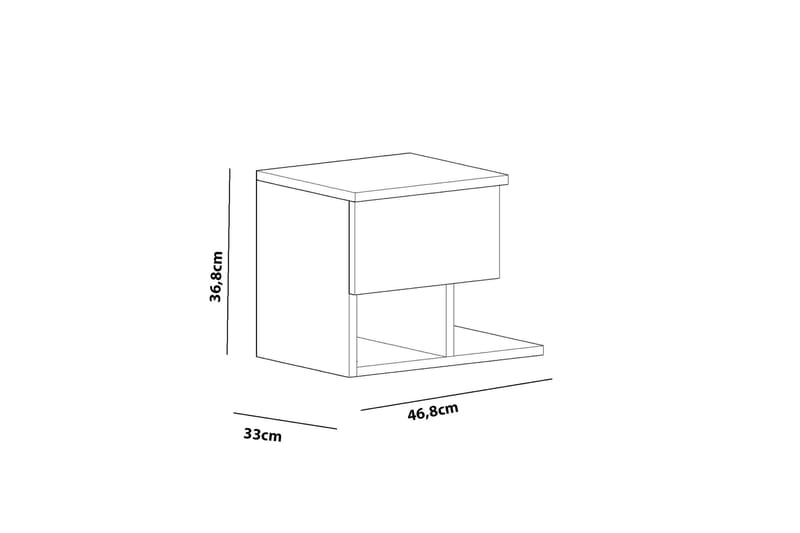 Sängbord Pangler 46 cm med Förvaring Låda + Hyllor - Vit - Sängbord & nattduksbord