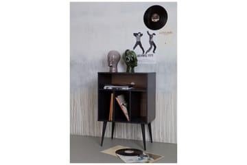 Seamas Sängbord 60 cm med Förvaring Hyllor - Valnöt/Svart - Möbler - Bord & matgrupp - Avlastningsbord & sidobord - Sängbord & nattduksbord