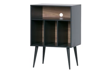 Seamas Sängbord 60 cm med Förvaring Hyllor - Valnöt/Svart - Möbler - Bord & matgrupp - Avlastningsbord & sidobord - Sängbord & nattduksbord