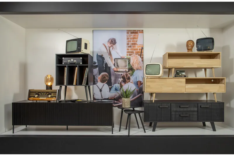 Seamas Sängbord 60 cm med Förvaring Hyllor - Valnöt/Svart - Möbler - Bord & matgrupp - Avlastningsbord & sidobord - Sängbord & nattduksbord