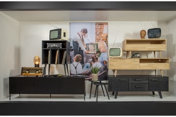 Seamas Sängbord 60 cm med Förvaring Hyllor - Valnöt/Svart - Möbler - Bord & matgrupp - Avlastningsbord & sidobord - Sängbord & nattduksbord