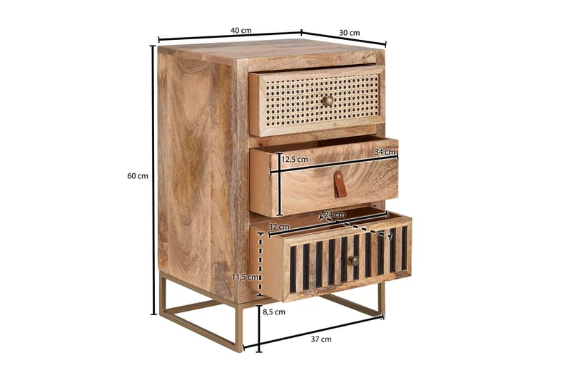 Seddik Sängbord 30 cm Rektangulär - Brun - Möbler - Bord & matgrupp - Avlastningsbord & sidobord - Sängbord & nattduksbord