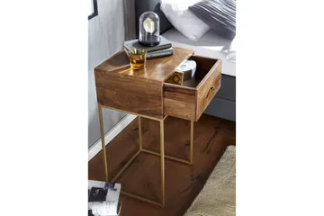 Seddik Sängbord 35 cm Rektangulär - Guld/Brun - Möbler - Bord & matgrupp - Avlastningsbord & sidobord - Sängbord & nattduksbord