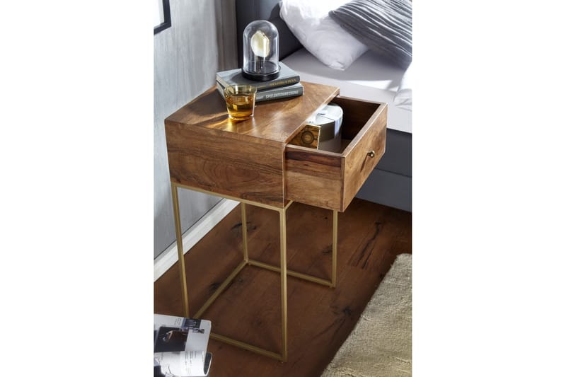 Seddik Sängbord 35 cm Rektangulär - Guld/Brun - Möbler - Bord & matgrupp - Avlastningsbord & sidobord - Sängbord & nattduksbord