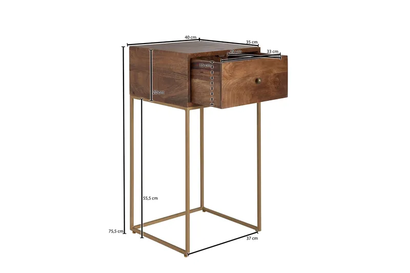 Seddik Sängbord 35 cm Rektangulär - Guld/Brun - Möbler - Bord & matgrupp - Avlastningsbord & sidobord - Sängbord & nattduksbord