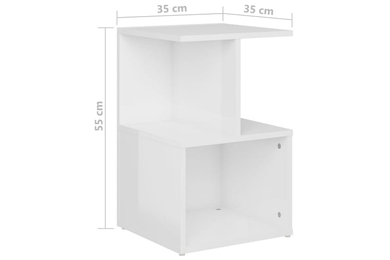 Sidoskåp vit högglans 35x35x55 cm spånskiva - Vit - Sängbord & nattduksbord