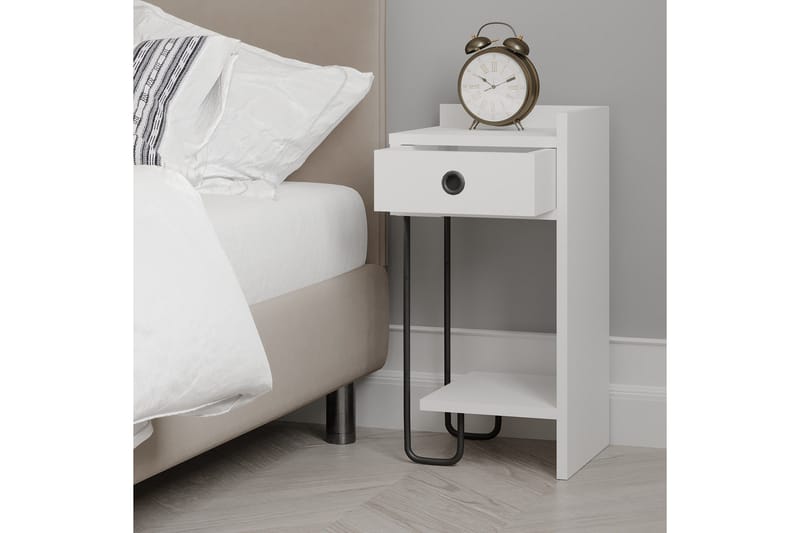 Sirius Sängbord 32x30 cm Vit - Hanah Home - Möbler - Bord & matgrupp - Avlastningsbord & sidobord - Sängbord & nattduksbord