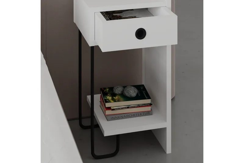 Sirius Sängbord 32x30 cm Vit - Hanah Home - Möbler - Bord & matgrupp - Avlastningsbord & sidobord - Sängbord & nattduksbord