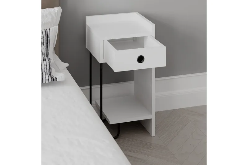 Sirius Sängbord 32x30 cm Vit - Hanah Home - Möbler - Bord & matgrupp - Avlastningsbord & sidobord - Sängbord & nattduksbord