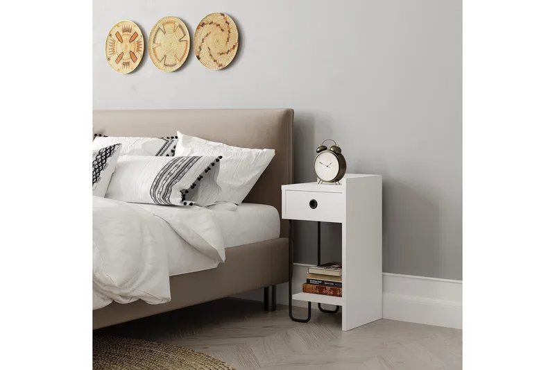 Sirius Sängbord 32x30 cm Vit - Hanah Home - Möbler - Bord & matgrupp - Avlastningsbord & sidobord - Sängbord & nattduksbord