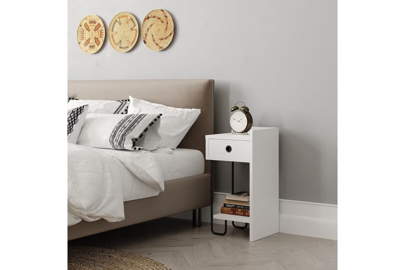 Sirius Sängbord 32x30 cm Vit - Hanah Home - Möbler - Bord & matgrupp - Avlastningsbord & sidobord - Sängbord & nattduksbord