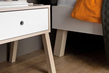 Spot Sängbord 58 cm med Förvaring Låda Natur/Vit - VOX - Möbler - Bord & matgrupp - Avlastningsbord & sidobord - Sängbord & nattduksbord