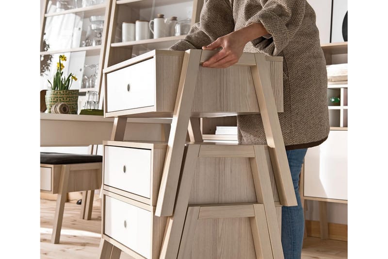 Spot Sängbord 58 cm med Förvaring Låda Natur/Vit - VOX - Möbler - Bord & matgrupp - Avlastningsbord & sidobord - Sängbord & nattduksbord