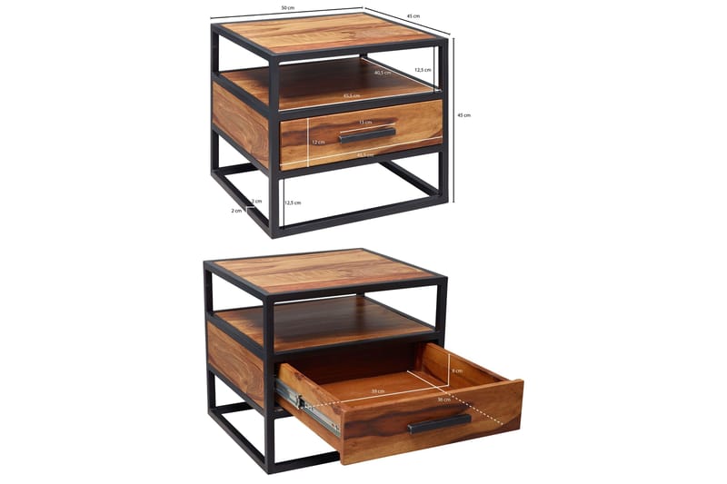 Steinbach Sängbord 50 cm med Förvaring Låda + Hylla - Möbler - Bord & matgrupp - Avlastningsbord & sidobord - Sängbord & nattduksbord