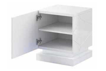 Strontian Sängbord 46 cm med Förvaring och Hyllor i Trä - Vit - Möbler - Bord & matgrupp - Avlastningsbord & sidobord - Sängbord & nattduksbord