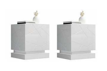 Strontian Sängbord 46 cm med Förvaring och Hyllor i Trä - Vit - Möbler - Bord & matgrupp - Avlastningsbord & sidobord - Sängbord & nattduksbord