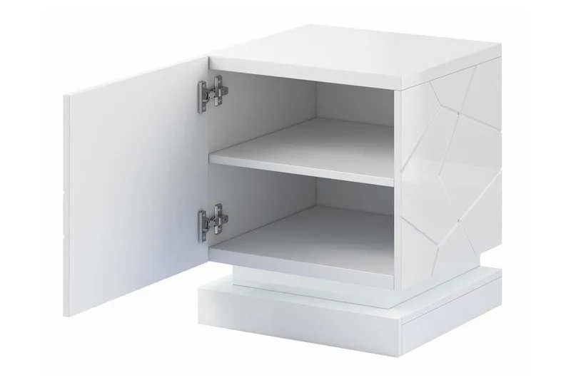 Strontian Sängbord 46 cm med Förvaring och Hyllor i Trä - Vit - Möbler - Bord & matgrupp - Avlastningsbord & sidobord - Sängbord & nattduksbord