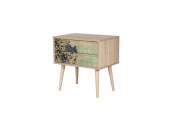 Vellavie Sängbord 60 cm med Förvaring 2 Lådor Körsbärsblom - Teak - Möbler - Bord & matgrupp - Avlastningsbord & sidobord - Sängbord & nattduksbord