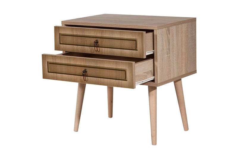 Vellavie Sängbord 60 cm med Förvaring 2 Lådor Ram - Brun - Möbler - Bord & matgrupp - Avlastningsbord & sidobord - Sängbord & nattduksbord