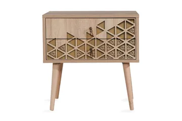 Vellavie Sängbord 60 cm med Förvaring 2 Lådor Trianglar