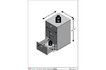 Virginia Sängbord 35 cm med Förvaring 3 Lådor - Grå - Möbler - Bord & matgrupp - Avlastningsbord & sidobord - Sängbord & nattduksbord