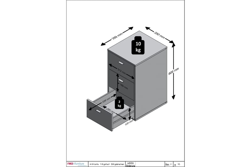 Virginia Sängbord 35 cm med Förvaring 3 Lådor - Grå - Möbler - Bord & matgrupp - Avlastningsbord & sidobord - Sängbord & nattduksbord