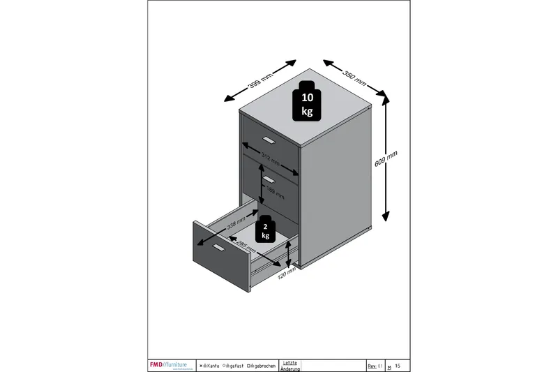 Virginia Up Sängbord 35 cm med Förvaring 3 Lådor - Vit - Möbler - Bord & matgrupp - Avlastningsbord & sidobord - Sängbord & nattduksbord