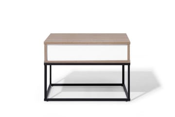 Zygmont Sängbord med Lådor i Trä med Metallunderrede - Ljusbrun - Möbler - Bord & matgrupp - Avlastningsbord & sidobord - Sängbord & nattduksbord
