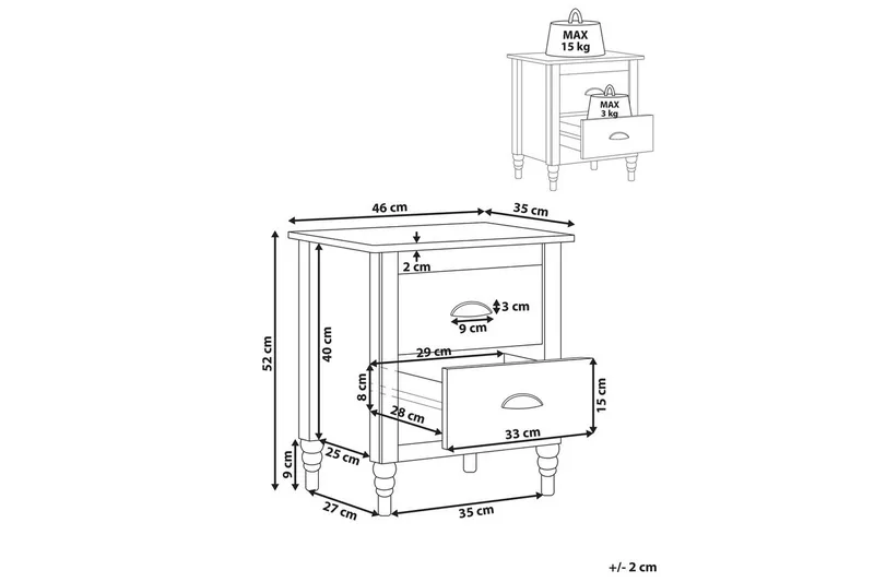 Sängbord Shillington Vit, Silver - Vit, Silver - Möbler - Bord & matgrupp - Avlastningsbord & sidobord - Sängbord & nattduksbord